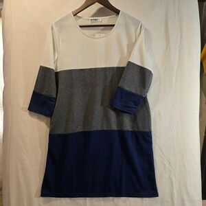 DOUBLEJU Color Block Long‎ Sleeve Tunic Dress Size L